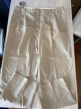 Vintage Berkeley LTD Khaki Dress Pants Mens 34x30 Made USA Flat Front Straight